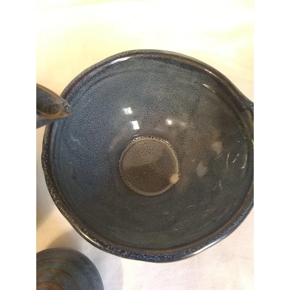 Peacock Tea Set 3‎ Piece Cup Pot Lid Ceramic Blue Chicken READ